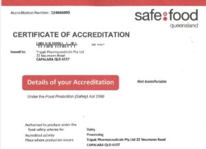 Tripak Pharmaceuticals Safefood Accreditation